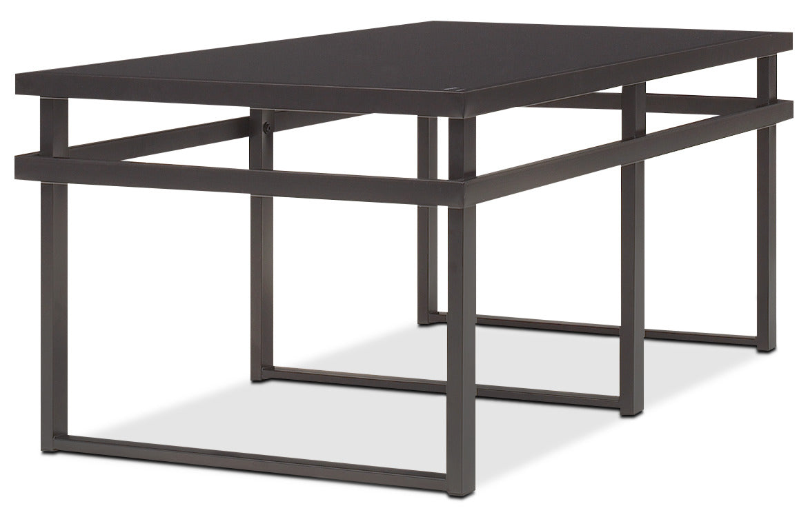 Laney 47" Modern 3-Pack Coffee + 2 End Tables - Black Metal with Glass Top|Ensemble 3 tables modernes Laney de 47 po (table à café et 2 tables de bout) - métal noir avec dessus en verre