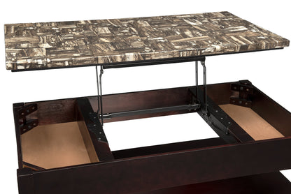 Sicily 48" Traditional Lift Top Coffee Table With Storage, Shelf and Casters - Dark Brown  with Mabl|Table à café traditionnelle Sicily de 48 po avec dessus relevable, rangement, tablette et roulettes