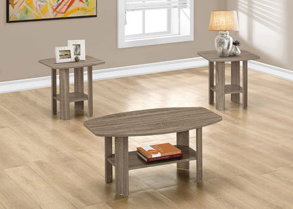 Rosario 36" Modern 3-Pack Coffee + 2 End Tables with Shelf - Dark Taupe |Ensemble 3 tables modernes Rosario de 36 po (table à café et 2 tables de bout) avec tablette - taupe foncée