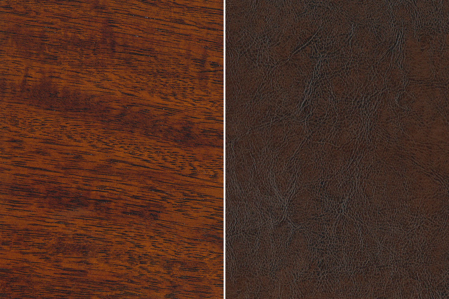 Aran Dining Chair with Vegan-Leather Fabric, Slat-Back - Brown | Chaise de salle à manger Aran en tissu de cuir végétalien avec dossier à lattes - brune