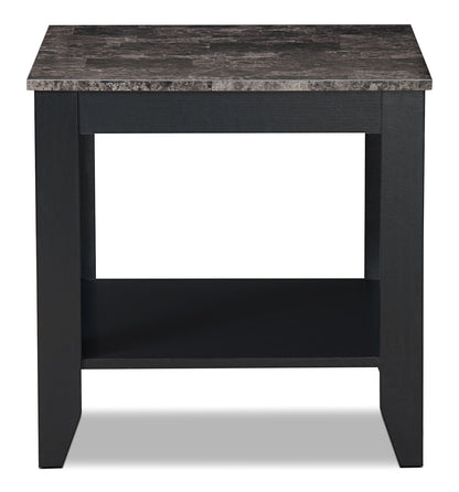 Roma  47.5" 3-Pack Coffee + 2 End Tables with Shelf - Black Marble Look |Ensemble 3 tables Roma de 47,5 po (table à café et 2 tables de bout) avec tablette - imitation de marbre noir