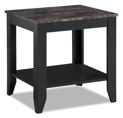 Roma  47.5" 3-Pack Coffee + 2 End Tables with Shelf - Black Marble Look |Ensemble 3 tables Roma de 47,5 po (table à café et 2 tables de bout) avec tablette - imitation de marbre noir
