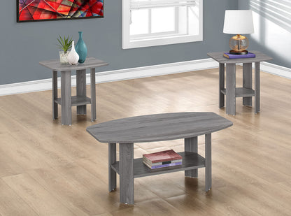 Rosario 36" Modern 3-Pack Coffee + 2 End Tables with Shelf - Grey |Ensemble 3 tables modernes Rosario de 36 po (table à café et 2 tables de bout) avec tablette - gris