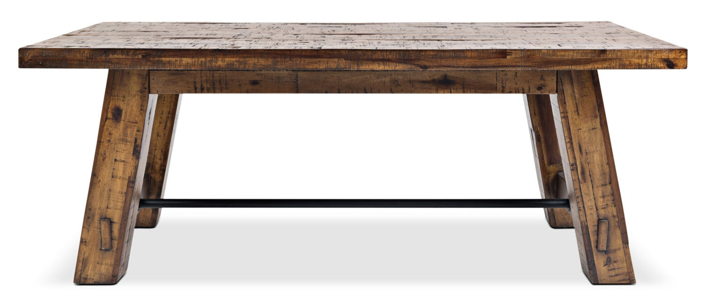 Galeveston 50" Rustic Coffee Table with Casters - Brown Woodgrain Wood|Table à café rustique Galeveston de 50 po avec roulettes - bois à grain de bois brun